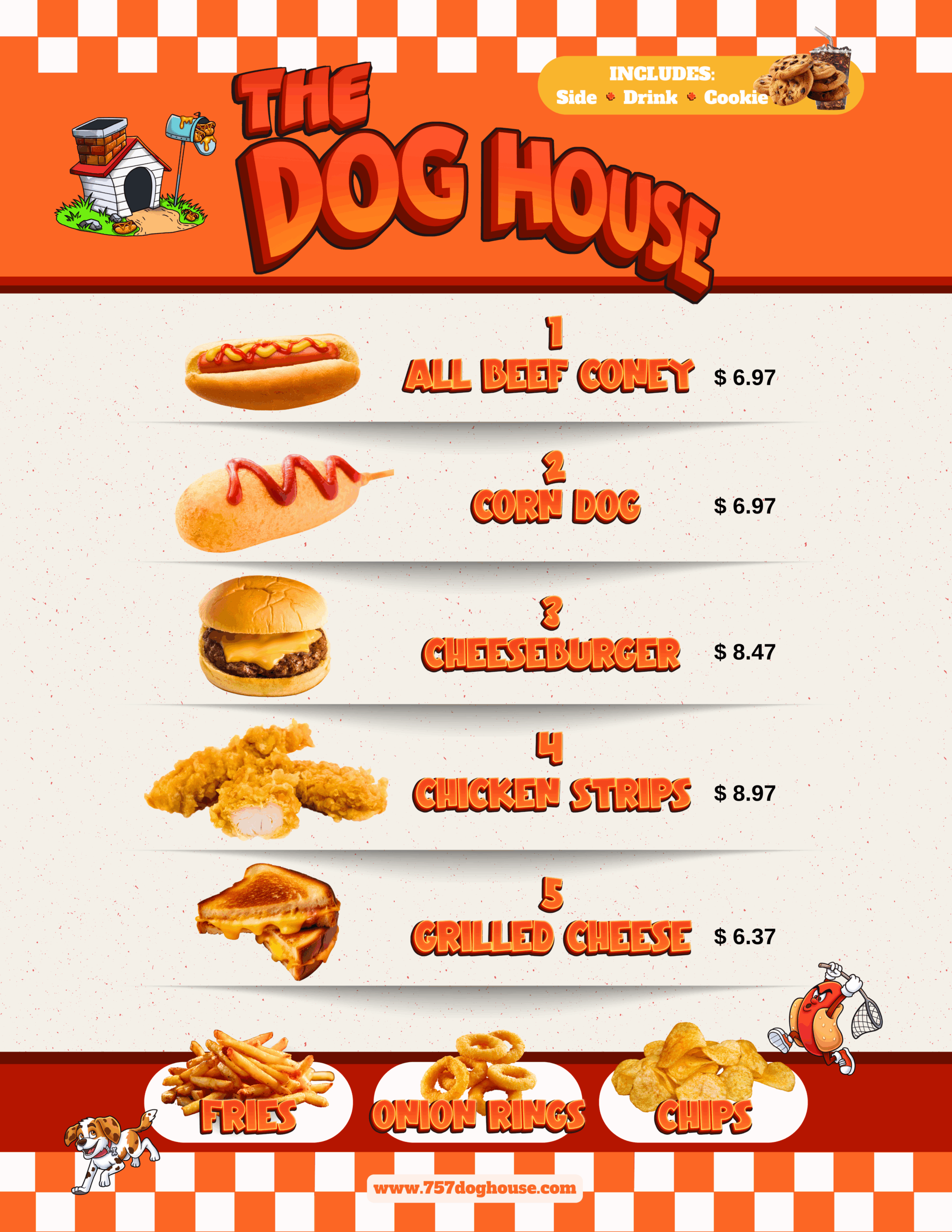 757 Doghouse – Kids Menu – Hotdogs Hamburgers Near Portsmouth VA The Doghouse Kid's Children's Menu